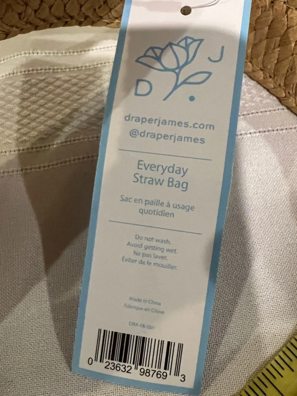 Draper James everyday Straw Tote Bag with Floral Scarf NEW - Picture 12 of 12